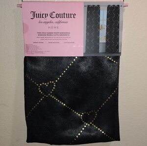 JUICY COUTURE WINDOW CURTAIN BLACK GOLD HEARTS JUICY COUTURE WINDOW PANEL SET